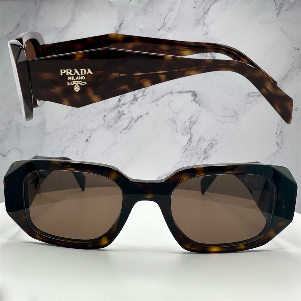 PRADA Sunglasses New Brown Tortoise Acetate PR 17WS Symbole Logo Italy Authentic - Picture 15 of 16